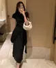 Actualización de talla: Falda Larga Adelgazante de Cintura Alta con Abertura Trasera Estilo Francés Chic Coreano para Mujer, Moda Coreana