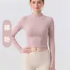 Top de Yoga para Mujer de Cuello Alto y Manga Larga con Almohadillas en el Pecho Otoño Invierno Cuello Alto Ropa Deportiva Adelgazante Espalda Abierta Grande Ropa de Yoga para Mujer