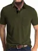 Top Casual Verão Estilo Novo Europeu e Americano Manga Curta Gola Polo Patchwork Multicor Cor Sólida para Homem