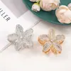 Pinza de Flor Completa de Diamantes Estilo Coreano Lujo Ligero Pinza Tiburón para Cabello Mitad Recogida en la Parte Trasera de la Cabeza Pinza de Cabello Elegante de Pedrería Plumeria para Mujeres