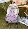 Mochila Versátil con Bloques de Color para Viajes al Aire Libre, Mochila Linda para Estudiantes de Secundaria y Preparatoria, Bolso Escolar Dulce Estilo Japonés