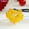 Collar de Oro Shuibei Candado de Paz de Oro para Mujer, Colgante de Oro Puro con Cordón Trenzado, Directamente desde Comercio Electrónico en Transmisión en Vivo