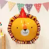 Circo Lindo Dibujo Animado Animales Globos Papel de Aluminio Primera Fiesta de Cumpleaños Bebé Decoración Decoración de Cumpleaños Infantil Escena