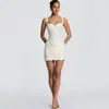 2026 Novo vestido justo sexy de renda sem mangas para mulheres, acinturado, com amarração nas costas, slim-fit