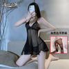 Lingerie sexy sexy engraçado alça paquerando pijamas profundo V peito pequeno grande perspectiva renda laço camisola coquetish