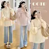 2026 Nueva Camisa de Maternidad Otoño Plisada Holgada de Manga Larga Babydoll para Mujeres Embarazadas