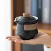 Conjunto de Chá de Viagem Portátil para Exterior Gaiwan Xícara de Chá Uso Doméstico Um Bule Quatro Xícaras Camping Viagem Conjunto Rápido de Chá