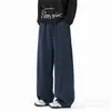 Pantalones de chándal de pierna recta de peso pesado con caída, de marca americana a la moda, con cintura de bloques de color personalizados para hombre y mujer, holgados y adelgazantes para otoño, estilo deportivo casual