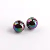 Cuentas Perforadas de Color Sólido Galvanizado Color Mágico AB Agujero Recto Cuentas Redondas Pulsera DIY Cadena de Teléfono Móvil Accesorios de Joyería Acrílicos