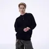 Suéter de Malha Canelada com Gola Henley Retrô Novo para Primavera e Outono para Homens, Top Casual de Lã Cleanfit de Alta Qualidade