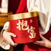 Cubo de Snacks de Nueces Redondas Rojas Baicaowei con Asa, Cilindro de Papel, Entrega Directa de Fábrica
