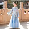 Conjunto Hanfu de Estilo Nacional para Niñas Top Bordado Colgante de Borla Falda de Gasa Disfraz Antiguo Ropa para Festivales Sesión de Fotos Otoño Invierno Ropa para Niños