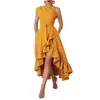 11076 Moda Europeia e Americana Mais Vendida da Amazon Roupas Femininas Vestido Sexy com Fenda Franzida Off-The-Shoulder