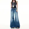 Calça Jeans Flare de Corte Amplo Estilo Americano com Design de Bigodes, Calça de Perna Larga tipo Sino Emagrecedora e com Caimento Fluido, Novo Modelo 2026