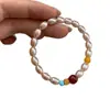 Pulsera de Perlas de Ágata Shijia Color Rosa Champaña para Niñas, Joyería de Mano Exquisita de Lujo Ligero de Nicho de Gama Alta al por Mayor