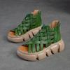 Nuevas Sandalias Tejidas con Cortes de Verano Jiewan de Shanghái de Suela Gruesa Transpirables de Color Caramelo Cómodas Estilo Romano para Mujer