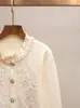 Ropa de Mujer de Gama Alta de Shenzhen Estilo Nuevo de Primavera Elegante Suave Estilo Socialité Chaqueta Cardigan de Punto Bordada con Cuentas Pesadas