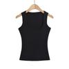 Colete Curto de Cor Sólida Estilo Americano Combina com Tudo Ajustado Decote U Esportivo de Rua Spice Girl Ombro Estreito Base Slim Top Verão
