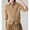 ZHAO*Suéter de Cachemira Nuevo para Otoño e Invierno para Mujer, Abrigo Cardigan Grueso de Cuello Redondo, Top de Punto de Diamantes de Color Sólido