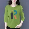 Comercio exterior transfronterizo ropa de maternidad, camiseta de manga tres cuartos para mujeres de mediana edad y mayores, top base versátil casual holgado