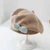 Chapéu de Bebê 6-36 Meses Boina Infantil para Crianças Bebê Menina Outono e Inverno Estilo Coreano Chapéu de Pintor de Lã Tricotado Chapéu da Moda