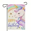 Bandeira de Jardim Feliz Aniversário Mais Vendida na Amazon Transfronteiriça Linho Estampado Festa de Feriado Decoração Externa para Pátio Bandeira