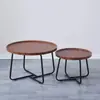 Mesa de centro nórdica de luxo com luz, mesa de centro de madeira maciça de celebridades da Internet, moderna e simples, sala de estar, casa, pequeno apartamento, mesa de centro redonda combinada