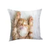 Fronha Estampada Série Gatinhos Fofos, Capa de Almofada Estilo Cartoon Fofo, Fronha Decorativa para Sofá