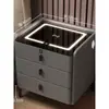 Pequeño Ultraestrecho Extremadamente Minimalista Moderno Lujo Ligero Encimera de Roca Madera Maciza Carga Inalámbrica Mesita de Noche para Dormitorio