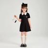 Vestido de Verano de Manga Corta para Niñas Largo Medio Elegante Nuevo Estilo Vestido Estilo Academia con Cuello Polo para Niños de Secundaria