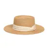 Nuevo Sombrero de Paja Plano Estilo Francés para Mujer, Sombrero de Sol Grande de Ala Ancha para Playa, Sombrero Parasol Versátil con Protección UV y Sentido de Atmósfera