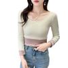 Blusa Térmica com Forro de Lã para Mulheres no Inverno, Splicing de Renda Espessada, Camada de Base Integrada de Lã com Manga Longa, Camisa Slim