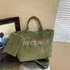 Bolso cruzado de nuevo estilo transfronterizo de gran capacidad con estampado de leopardo y diseño de letras, bolso de mano de pana versátil con una bolsa pequeña, bolso de mano de moda