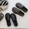 Zapatos Planos de Suela Gruesa para Mujer, Zapatos de Cuero con Suela Plana y Suave, Zapatos JK, Mocasines Versátiles Negros Estilo Británico Retro para Personas Perezosas