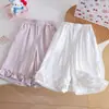Calça Feminina Wide Leg Franzida, Nova Calça Cropped Doce de Estilo Coreano com Borda Franzida, Calça Casual Versátil Solta e Respirável para Bebês