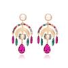 Brincos de pérola colorida imitação de diamante com temperamento de moda europeu e americano, liga de liga de alta qualidade exagerada, brincos Diamond Rainbow, brincos transfronteiriços