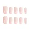 Novo Gatinho Rosa Francês Olho de Gato Simples e Fofo Estilo Girly Adesivo Removível Manicure Fresca Unhas Vestíveis 30 Peças