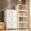Caja de almacenamiento plegable de plástico, zapatero de doble puerta multicapa para uso doméstico, organizador de juguetes para sala de estar, armario de almacenamiento, armario de snacks