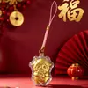 Mini llavero colgante de gato KT dorado de regalo "Hazte Rico Pronto", regalo de evento navideño de la empresa Little Sheep "Dinero para Gastar"