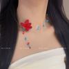 Collar de Flores Amarillas, Estilo Vacaciones en la Costa, Estilo Celebridad de Internet, Cadena para Clavícula de Mariposas Multicapa con Perlas, Accesorio Estilo Vacaciones