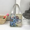 Bolsa de Mão Pequena Bordada com Elefante Estilo Étnico para Viagem Feminina Bolsa de Ombro de Lona Tecida para Todas as Estações Bolsa de Estudante