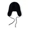 Nova coleção outono/inverno 2026: gorro de tricô de cashmere, à prova de vento, grosso, cor sólida, com abas para as orelhas, unissex