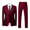 Conjunto de Terno Cruzado de Botão Duplo para Homens, Estilo Coreano Slim Fit Terno para Casamento e Noivo, Terno de Três Peças Business Casual para Homens