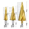 Broca Hexagonal Escalonada de Acero de Alta Velocidad con Ranura Helicoidal Perforación de Centrado Expansión de Agujero Broca Pagoda