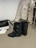 []2026 Novo Estilo Pessoa Baixa Salto Alto Grosso Franzido Empilhado Botas Femininas de Cano Médio Botas para Perna de Calça Botas Martin