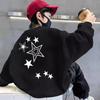 Moletoms Masculinos de Outono e Inverno Americanos High Street com Gola Redonda, Tecido Veludo Espesso, Algodão Puro, Tops Casuais e Versáteis para Meninas