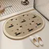 Felpudo de Baño de Dibujos Animados, Felpudo Absorbente Antideslizante de Lino para Baño, Lavamanos, Resistente a Manchas, Resistente al Desgaste, Felpudo de Fácil Cuidado