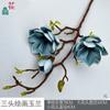 Pintura de Magnólia com Três Cabeças Phalaenopsis com Três Cabeças Decoração de Paisagem Interna para Casa Flor Artificial Layout de Fundo Externo Flor de Seda