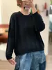 Suéter Pulóver de Punto Trenzado Hueco de Cuello Redondo Nuevo Otoño/Invierno 2026, Top de Punto Holgado de Manga Larga de Color Sólido para Mujer