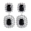 Exagerados Pendientes Collar Diamantes Completos Industria Pesada Pendientes Lujosos Palacio Retro Clips para Orejas Negro Elegante Accesorios Maquillaje Nupcial